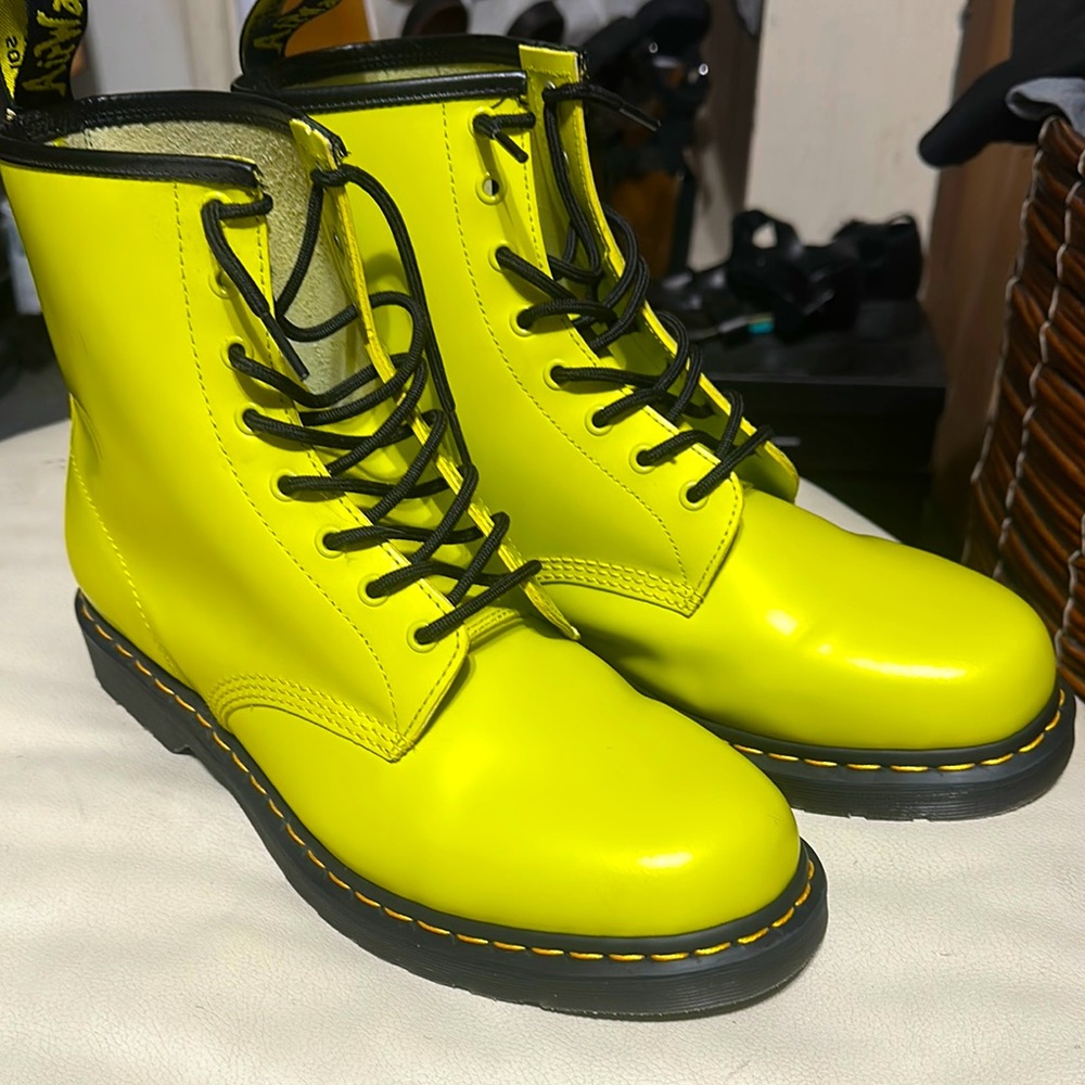 Dr. Martens lime yellow boots 13M